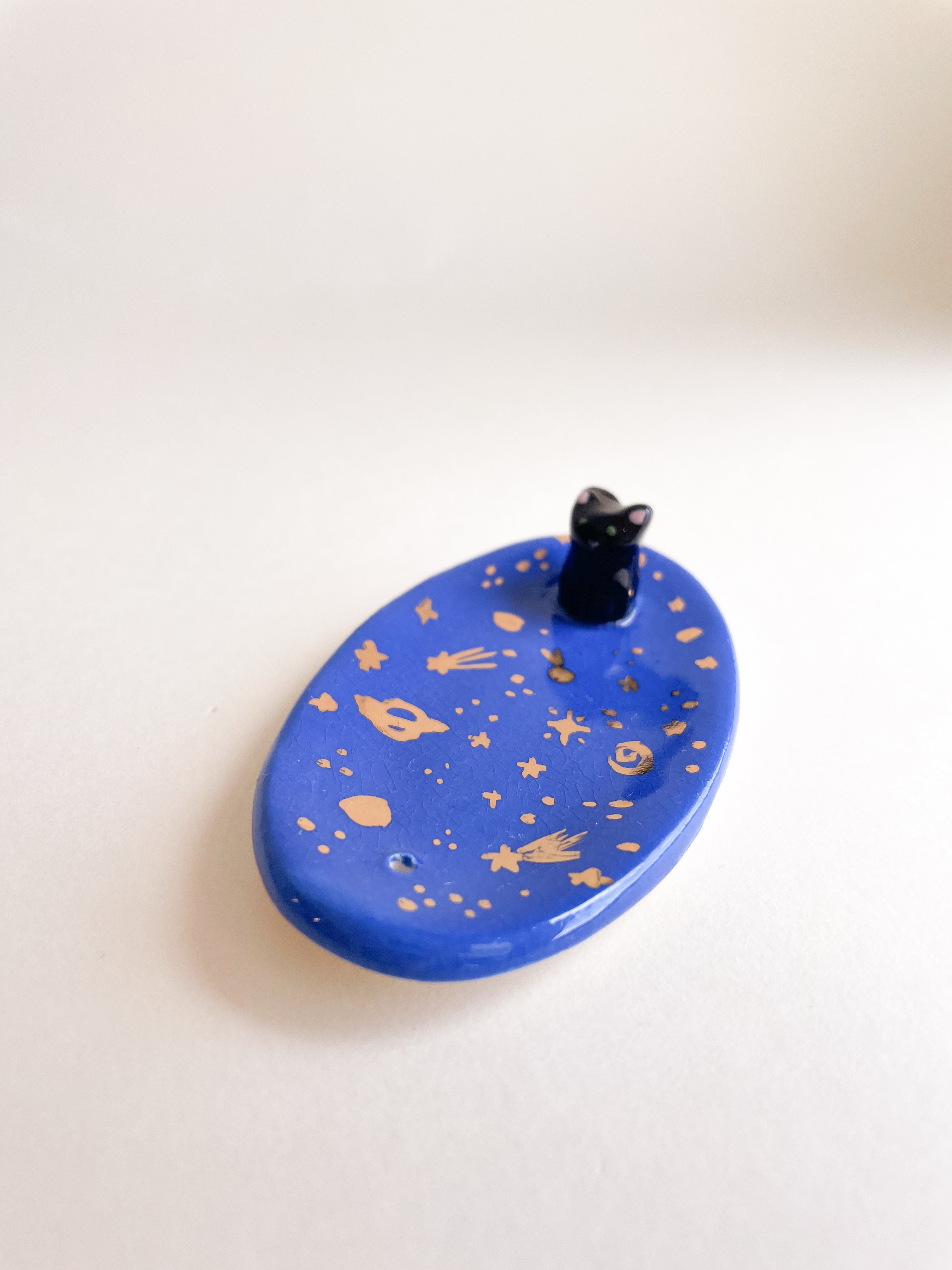 Mini Porta Joias Gatinho Preto na Noite