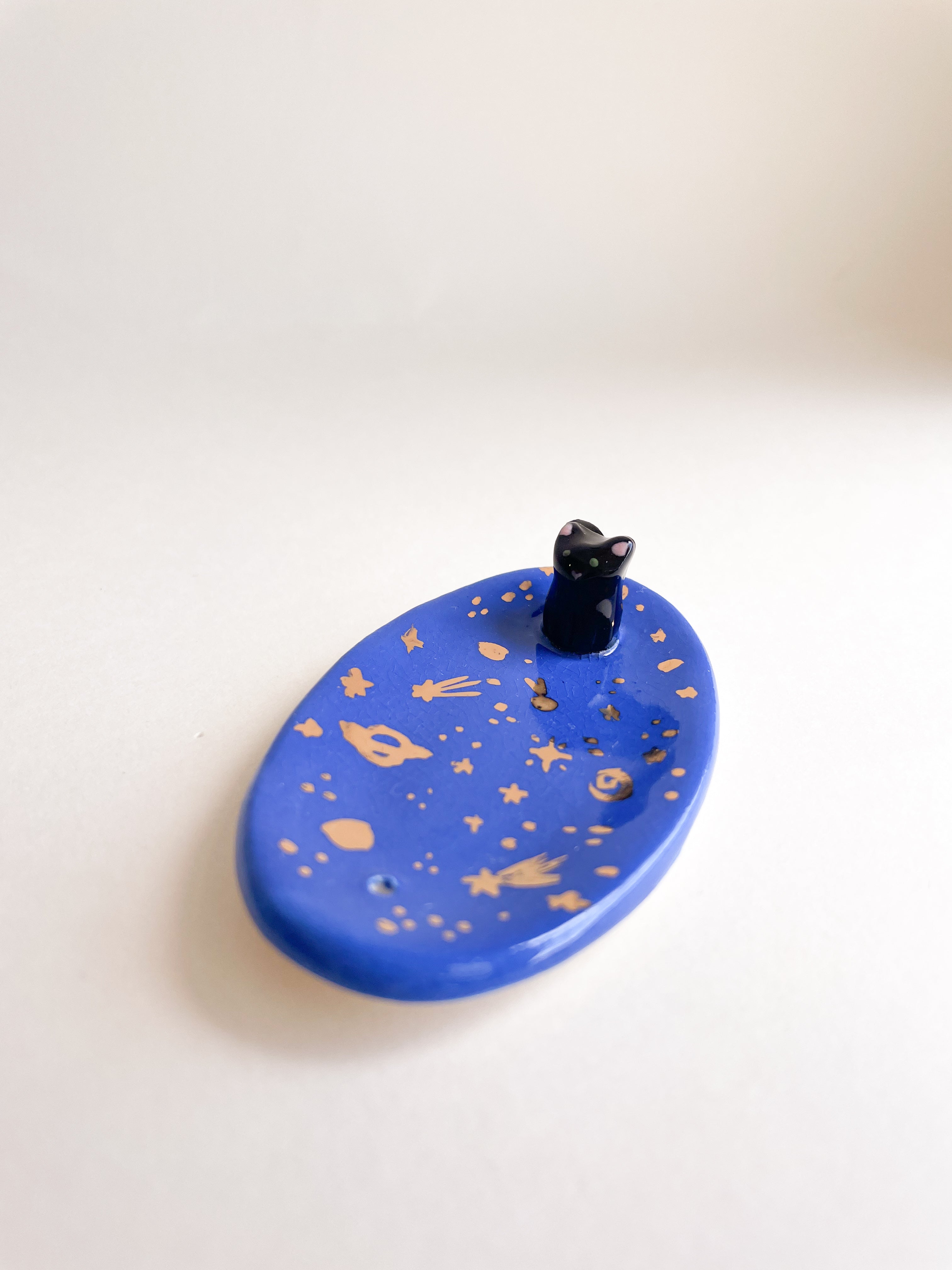 Mini Porta Joias Gatinho Preto na Noite