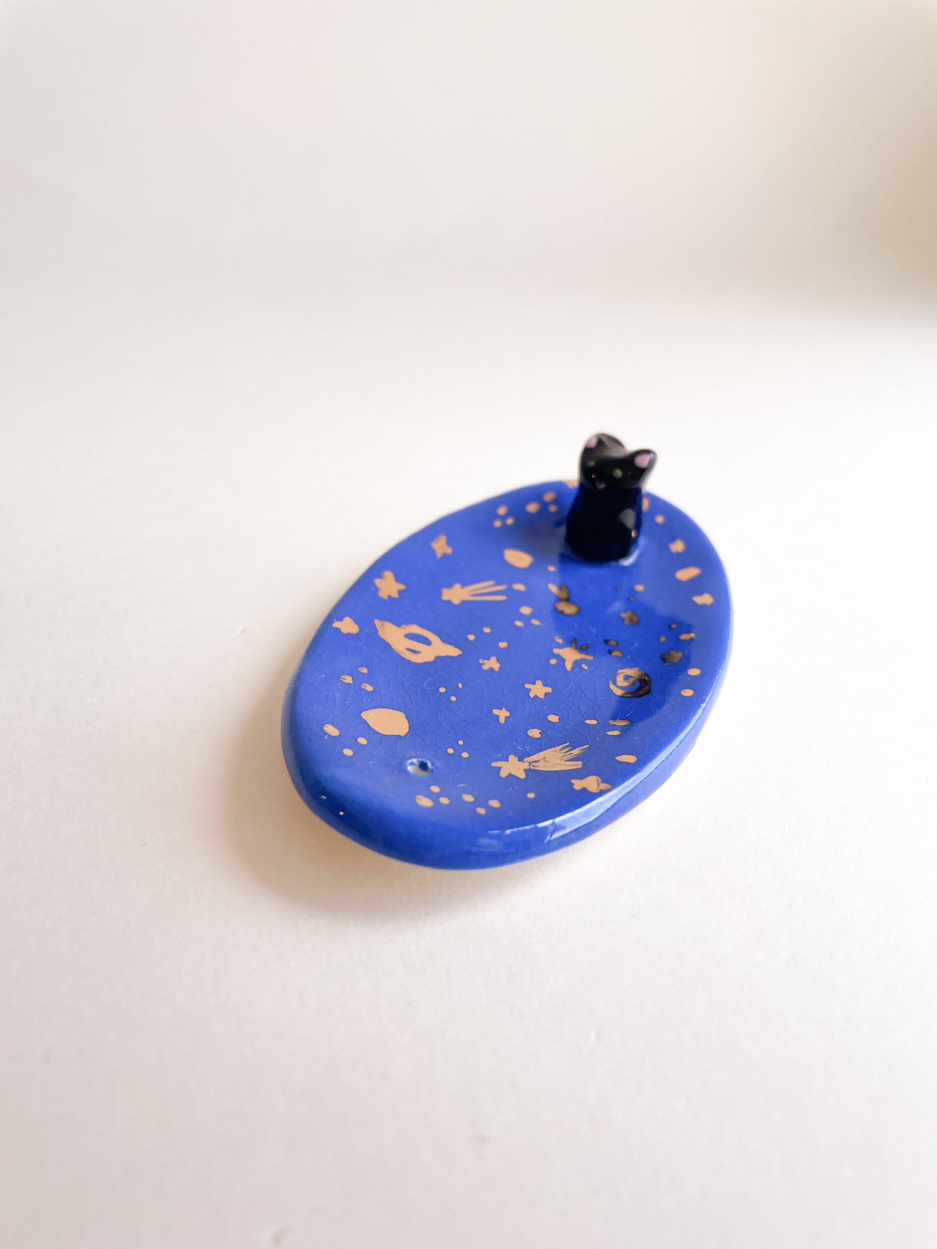 Mini Porta Joias Gatinho Preto na Noite